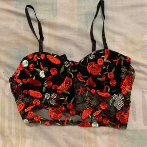 Flower print crop top